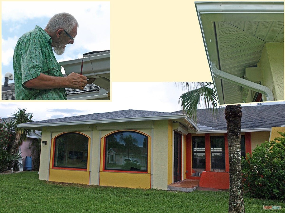 Noch die letzten Regenrinnen anbringen, fertig!