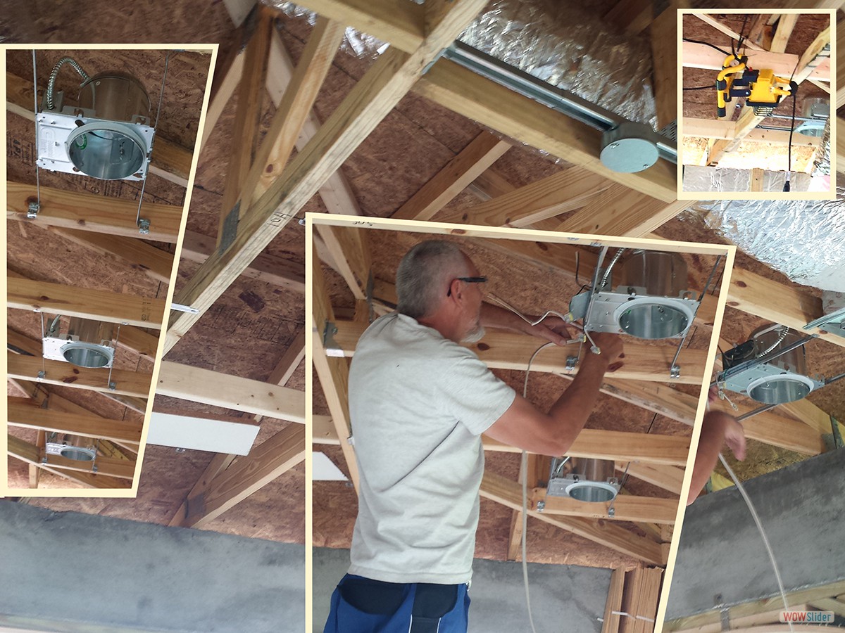 Kabelverlegung für die Deckenlampen