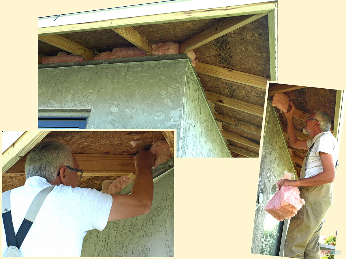 ... die Ritzen zwischen Mauer und Dach auszustopfen