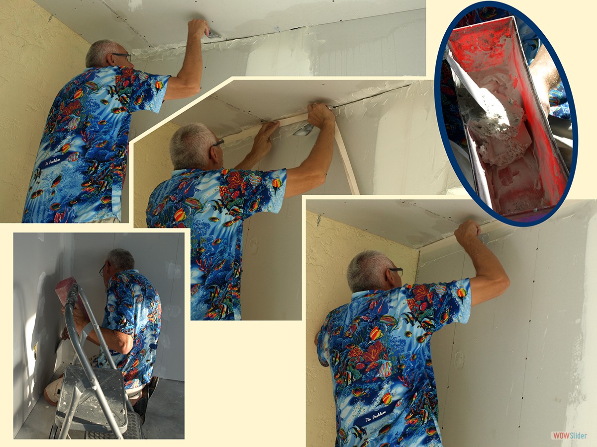 In den Ecken und zwischen den Platten wird Band gelegt und eingegipst