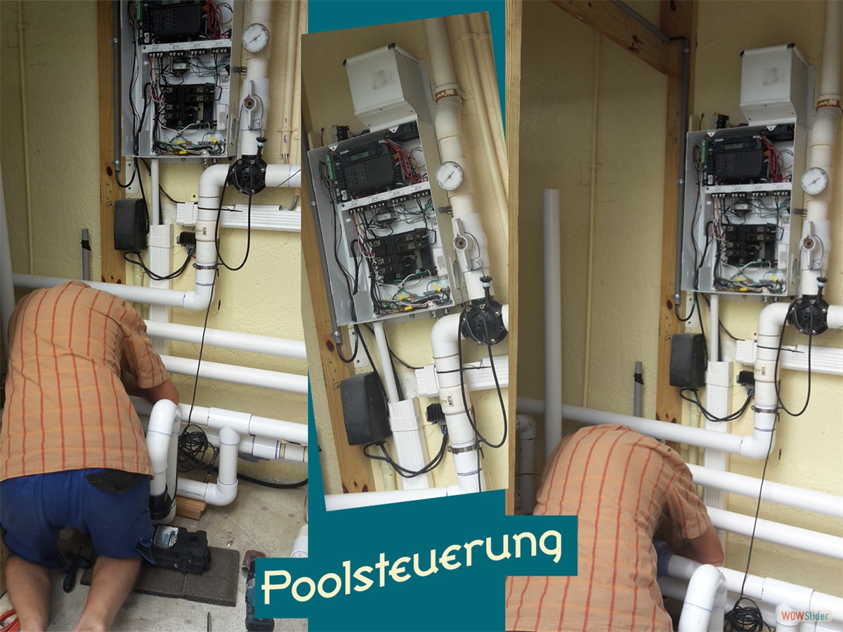 After installing all waterpipes the next step is the electrical work on the pool control. After installing all waterpipes the next step is the electrical work on the pool control.