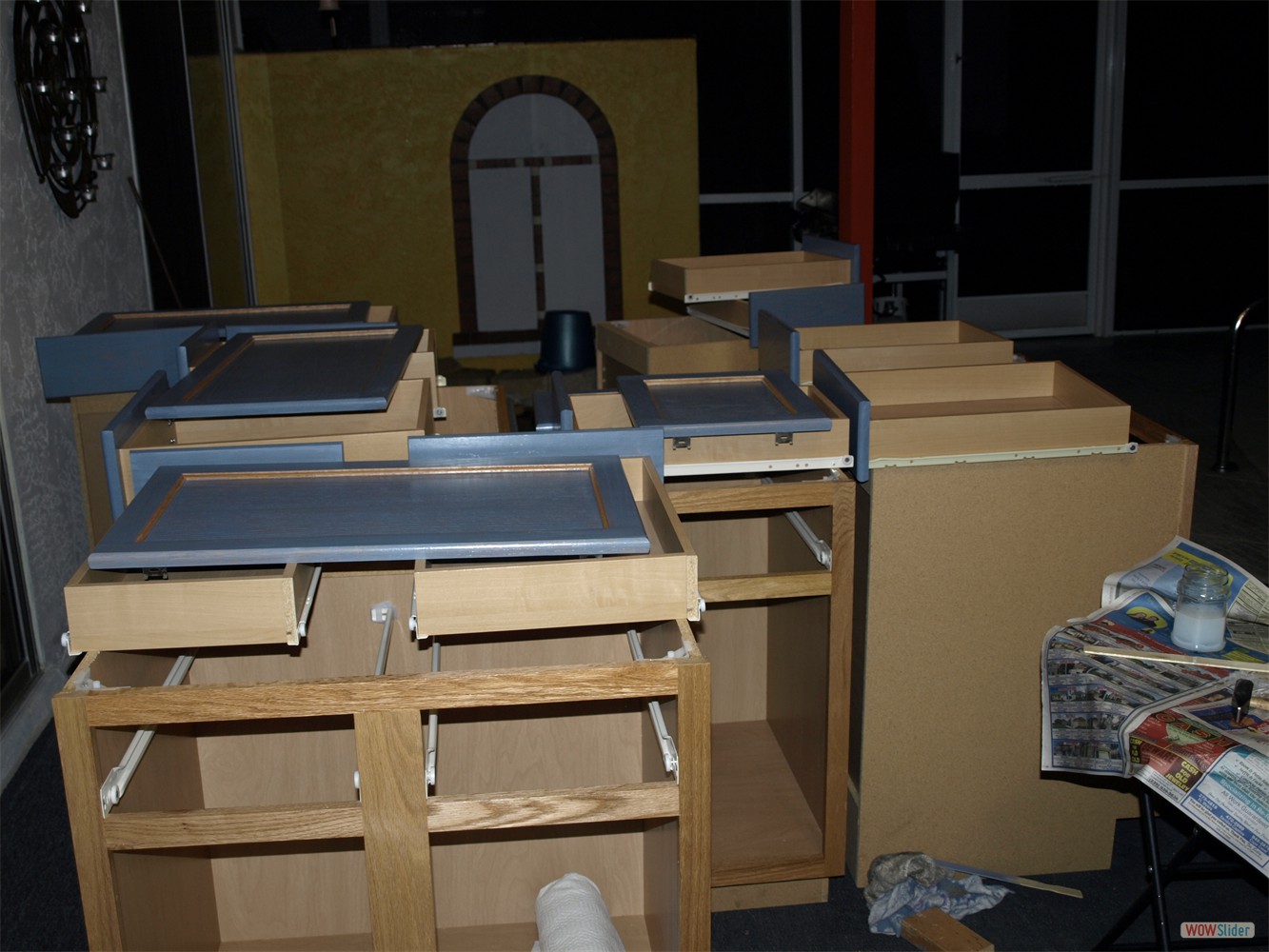 These cabinets are painted in blue already ...