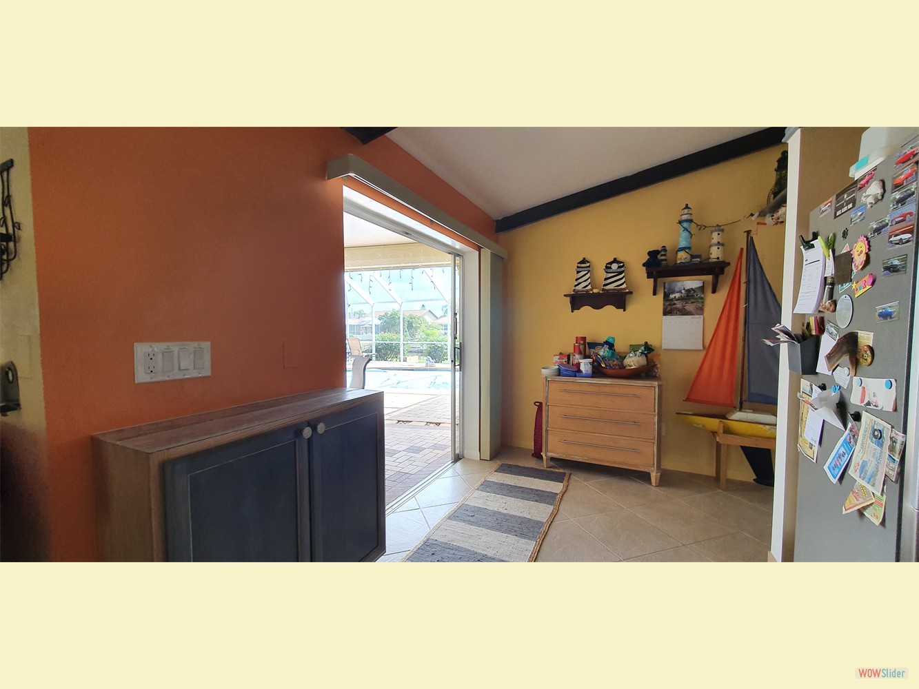 Just recently done: a new wall cabinet to store all the samll appliances and some newly painted walls.