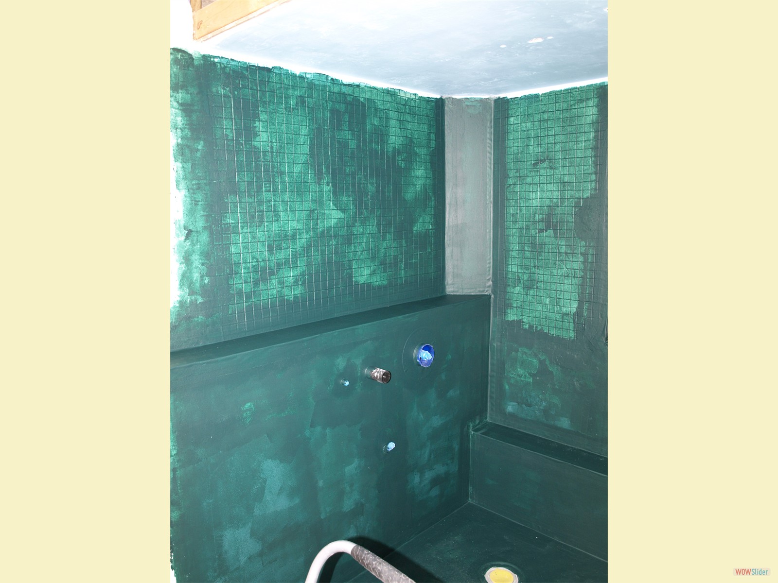 Sealing the shower ... Sealing the shower ...